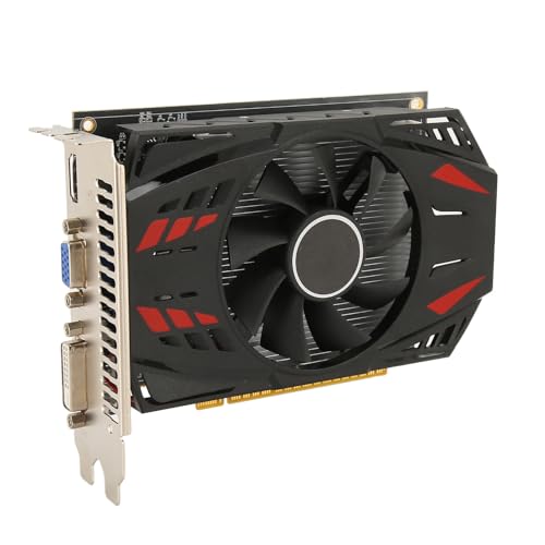 Yanmis GTX 730 Grafikkarte, 128Bit 2G GDDR5 700/750MHz, PCI Express 2.0 Gaming GPU Grafikkarte, HDMI DVI VGA mit Lüfter für Büro- und PC-Gaming von Yanmis