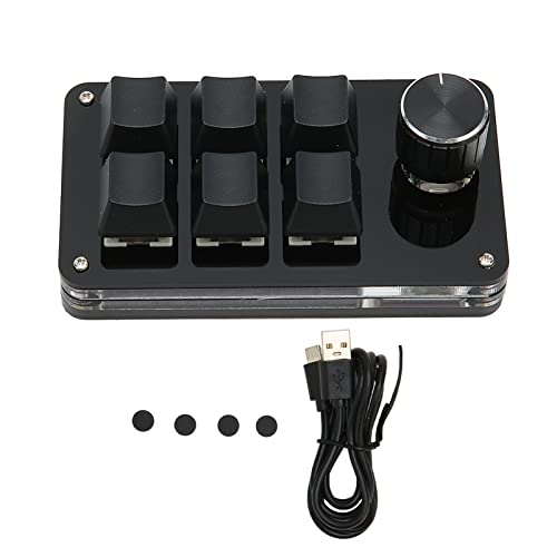 Yanmis Mechanische Gaming-Tastatur mit einer Hand, 6 Tasten, mechanische Tastatur mit einer Hand, programmierbare Tastatur mit für Gaming-Schreibtisch (Schwarz) von Yanmis