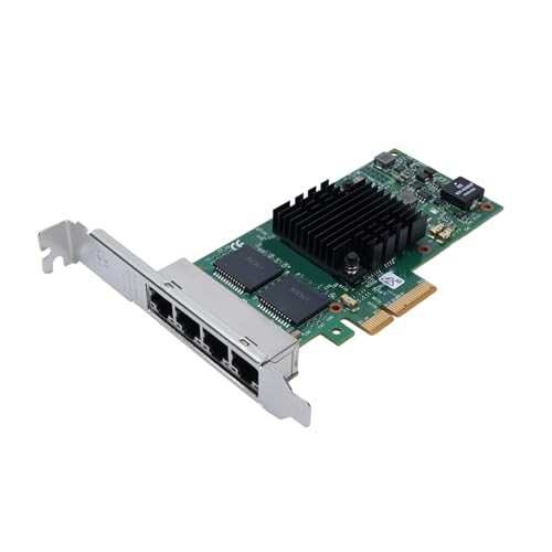Yanmis Quad Port PCIe Gigabit Ethernet Server -Adapter, I350 T4 PCIe Gigabit Network Card, PCI Express 4X, 10 100 1000 Mbit/S Netzwerk LAN -Karte für Server 2019 2012 2008 2003 für von Yanmis