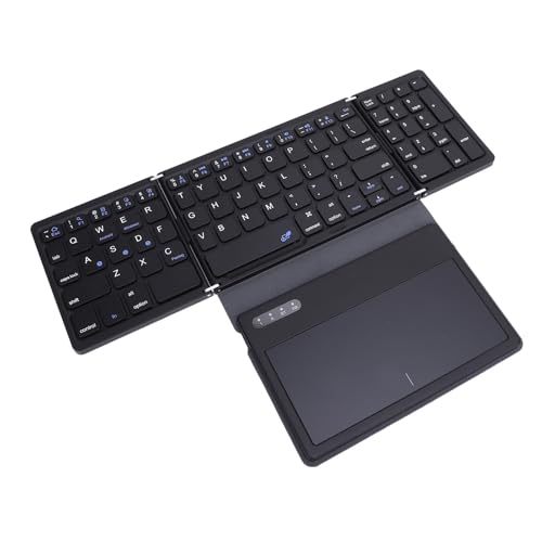 Yanmis Tragbare Faltbare Tastatur, Tasten WL -Tastatur mit Touchpad, Dreifach Faltbare Schlanke Reisetastatur für Computer-Tablets, Komfortables Tippen und Lange Standby-Zeit von Yanmis