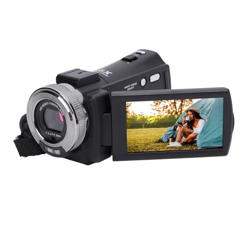 Yanmis Videokamera-Camcorder, Full HD 1080P 30FPS 30MP Vlogging-Kamera mit 16-fachem Digitalzoom, 270-Grad-Drehung, 3,0-Zoll-Bildschirm-Videorecorder mit Fotolicht, Controller von Yanmis