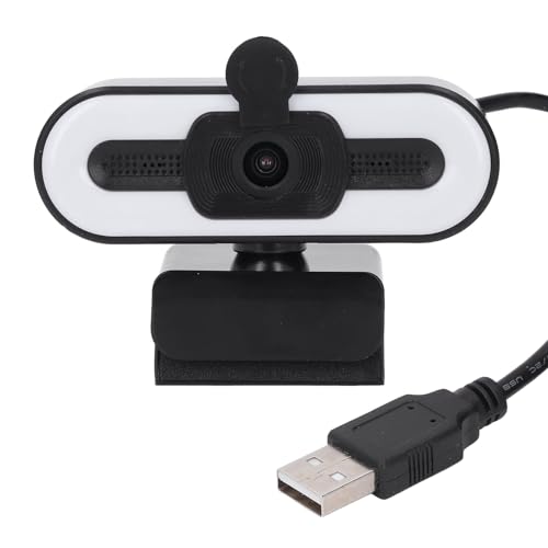 Yanmis Webcam HD 1080p, Live-Streaming-Webkamera mit Mikrofon, Verstellbarem Ringlicht, PC-Desktop oder Laptop USB 2.0-Webcam mit 120-Grad-Weitwinkel für Videoanrufe, Konferenzen von Yanmis
