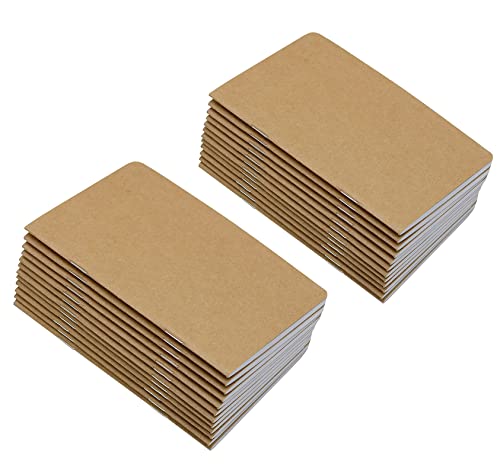 Yansanido Notizbuch, 14 x 8,9 cm, brauner Einband, 32 Blatt (64 Seiten), leere Seiten, 70 g/m² Papier, 24 Stück von Yansanido