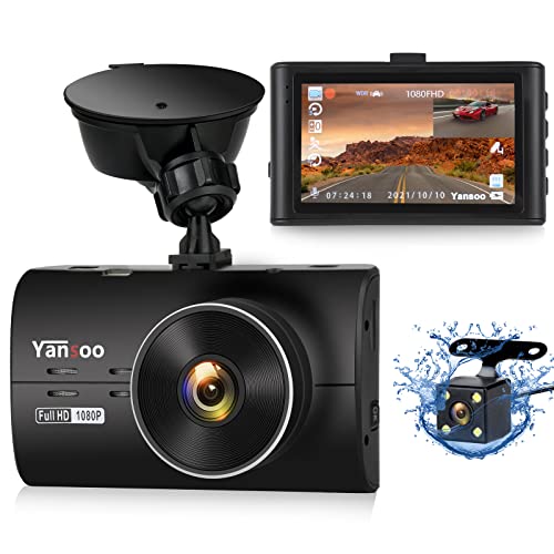 Dashcam Auto Vorne Hinten Autokamera mit 3 Zoll IPS Bildschirm FHD 1080P Dash Cam, 170° Weitwinkel, Super Nachtsicht, G-Sensor, WDR, Parküberwachung, Loop-Aufnahme und Bewegungserkennung von Yansoo