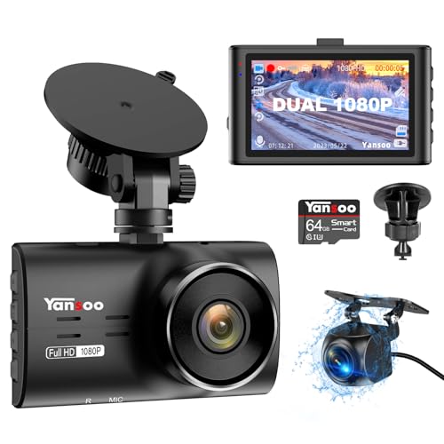 Yansoo Dashcam Auto Vorne Hinten mit 64GB Karte, Dual 1080P Dash Cam mit 2 Saugnapf, 3" IPS Bildschirm Dashcam für Autos mit Nachtsicht, Schleifenaufzeichnung, 170° Weitwinkel, G-Sensor, Parkmodus Yansoo Dashcam Auto Vorne Hinten mit 64GB Karte, Dual 1080P Dash Cam mit 2 Saugnapf, 3" IPS Bildschirm Dashcam für Autos mit Nachtsicht, Schleifenaufzeichnung, 170° Weitwinkel, G-Sensor, Parkmodus von Yansoo