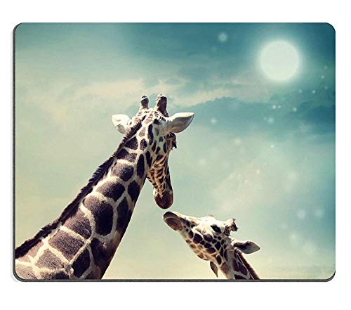 (Maus - Pads) naturkautschuk - Gaming Mouse pad - Mousepad Zwei Giraffen - Mutter - Kind in PM012362 Freundschaft Oder Liebe in der dämmerung von YENDOSTEEN