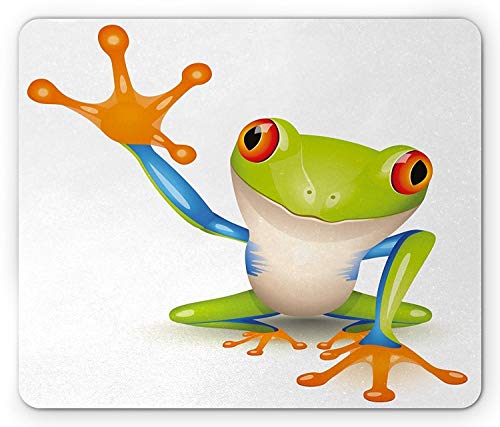 Niedliche Mausunterlage, kleine Baum-Frosch-klare grafische Zahl Freundlicher Tier-Maskottchen-lustiger Charakter-Druck, Standardgrößen-Rechteck-Rutschfester Gummi Mousepad, Mehrfarben von Yanteng