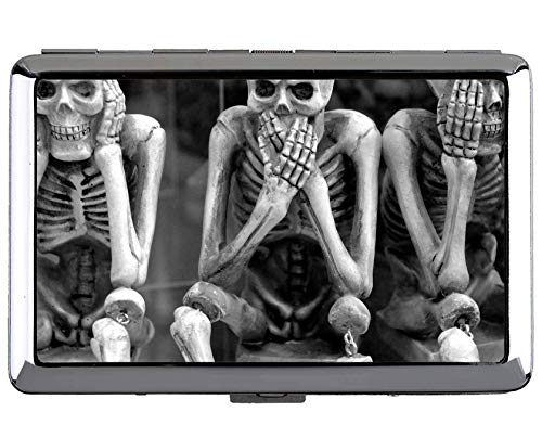 Yanteng Silber Edelstahl Zigarettenetui, Schädel Tod weiß glücklich Horror Name Card Holder von YENDOSTEEN