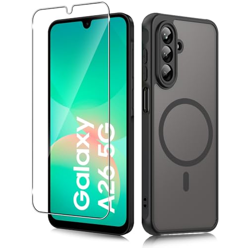 Yantree Hülle für Samsung Galaxy A26 5G für Magsafe, 9H Härte Schutzfolie für Panzerglas + Militärniveau Stoßfest Kratzfest Magnetische Case Handyhülle, Militärniveau Stoßfest Kratzfest, Schwarz Yantree Hülle für Samsung Galaxy A26 5G für Magsafe, 9H Härte Schutzfolie für Panzerglas + Militärniveau Stoßfest Kratzfest Magnetische Case Handyhülle, Militärniveau Stoßfest Kratzfest, Schwarz von Yantree