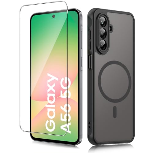 Yantree Hülle für Samsung Galaxy A56 5G für Magsafe, 9H Härte Schutzfolie für Panzerglas + Militärniveau Stoßfest Kratzfest Magnetische Case Handyhülle, Militärniveau Stoßfest Kratzfest, Schwarz Yantree Hülle für Samsung Galaxy A56 5G für Magsafe, 9H Härte Schutzfolie für Panzerglas + Militärniveau Stoßfest Kratzfest Magnetische Case Handyhülle, Militärniveau Stoßfest Kratzfest, Schwarz von Yantree