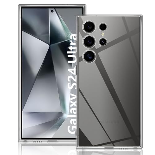 Yanwom Silicone Handyhülle Kompatibel mit Samsung Galaxy S24 Ultra Hülle, Ultra dünn Weiche Silikon TPU Crystal Clear Schutzhülle, Rundumschutz Stoßdämpfende Fallschutz Cover Case von Yanwom