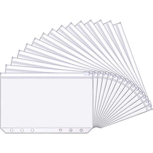 Yaomiao A6 Ordnertaschen 6 Löcher Geldumschläge Transparente Reißverschluss Mappen Lose Blätter Taschen Wasserdichte PVC Dokumententasche Ablagetaschen für 6 Ringe Ordner von Yaomiao