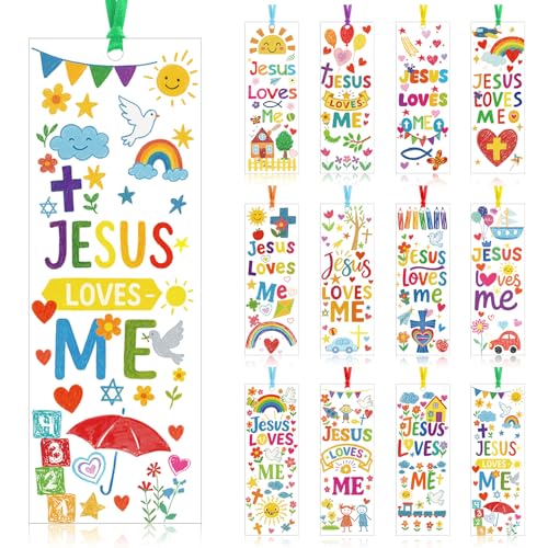 Yaomiao Lesezeichen Jesus Loves Me, christlicher Bibelvers, religiöse, inspirierende Lesezeichen für Sonntagsschule, VBS-Klasse, Belohnungen, Partygeschenke, Leseliebhaber, Geschenke, 120 Stück von Yaomiao