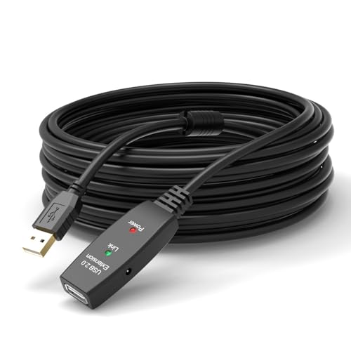 Yaowanguan 30m USB 2.0 Aktiv Kabel Repeater Verlängerungskabel,männlich zu weiblich USB-Verlängerungskabel mit Signalverstärker für Drucker,Scanner,Tastatur,Maus,Kamera,Spielkonsolen,VR-Headsets von Yaowanguan