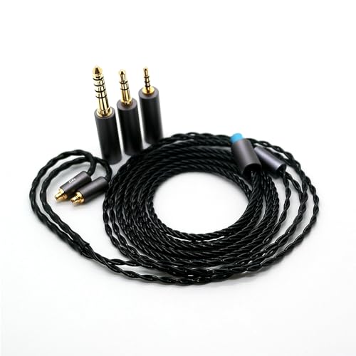 Yaowanguan MMCX Symmetrisches Kabel mit 4.4mm,2.5mm,3.5mm Adapter für Sennheiser IE200 IE300 IE600 IE900 Kopfhörer,IE200/300/600/900 3 in 1 Ersatz Kopfhörer Aufrüsten Draht(Schwarz) von Yaowanguan