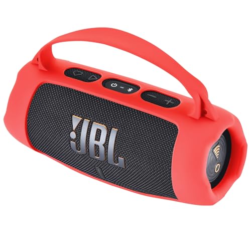 Yaowanguan Silikonhülle für JBL Charge 5 WiFi und Bluetooth Lautsprecher,Charge 5 WiFi & Charge 5 Tragbare Reisehülle Schutzhülle Haut Tragetasche(Rot) von Yaowanguan