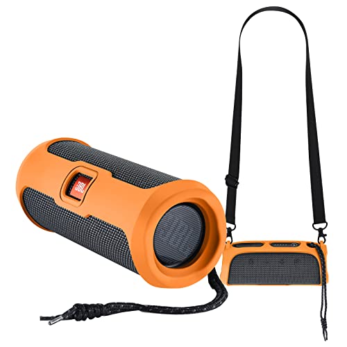 Yaowanguan Silikonhülle für JBL Flip Essential 2 Tragbarer Bluetooth-Lautsprecher, Tasche Flip Essential 2 Tragbare Schutzhülle für Reisen (Orange) von Yaowanguan