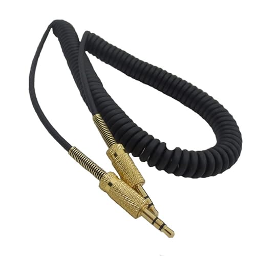 Yaowanguan Spiralkabel für Marshall Woburn/Marshall Woburn II Bluetooth Lautsprecher, schwarzes Ersatz Audiokabel mit vergoldeter Buchse, auf 1,5m/4.11fts ausziehbar von Yaowanguan