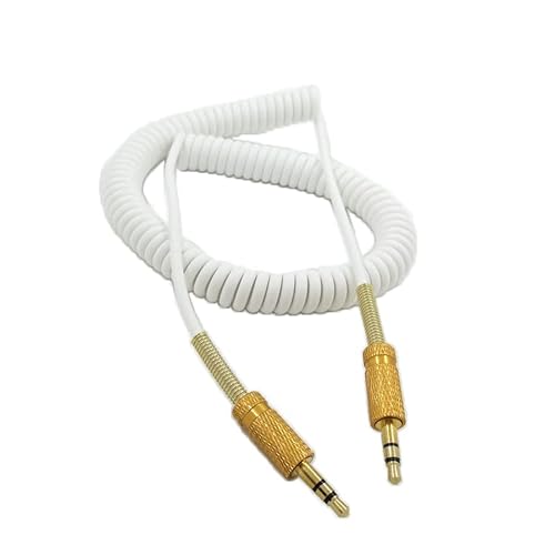 Yaowanguan Spiralkabel für Marshall Woburn/Marshall Woburn II Bluetooth Lautsprecher, weißes Ersatz Audiokabel mit vergoldeter Buchse, auf 1,5m/4.11fts ausziehbar von Yaowanguan