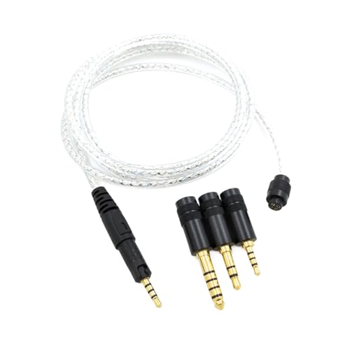 Yaowanguan Symmetrisches Kabel mit 4.4mm,2.5mm,3.5mm Adapter für Audio-Technica ATH-M50X,ATH-M40X,ATH-M70X Studio Kopfhörer,M50X/M40X/M70X 3 in 1 Versilberte Ersatz-Upgrade-Drähte von Yaowanguan