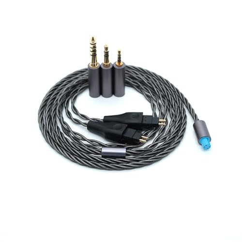 Yaowanguan Symmetrisches Kabel mit 4.4mm,2.5mm,3.5mm Adapter für Sennheiser HD580 HD650 HD660 HD600S Kopfhörer,HD414 HD25 3 in 1 Ersatz Aufrüsten Draht(Grau) von Yaowanguan