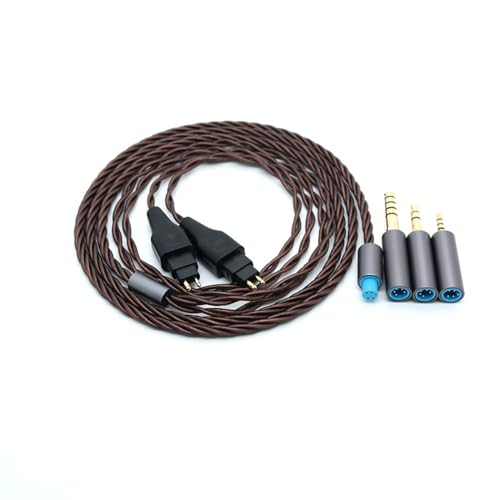 Yaowanguan Symmetrisches Kabel mit 4.4mm,2.5mm,3.5mm Adapter für Sennheiser HD580 HD650 HD660 HD600S Kopfhörer,HD414 HD25 3 in 1 Ersatz Aufrüsten Draht(Kupfer) von Yaowanguan