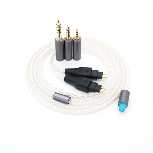 Yaowanguan Symmetrisches Kabel mit 4.4mm,2.5mm,3.5mm Adapter für Sennheiser HD580 HD650 HD660 HD600S Kopfhörer,HD414 HD25 3 in 1 Ersatz Aufrüsten Draht(Silber) von Yaowanguan