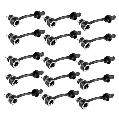Yardenfun 24St Steckdose transparente Ohrstöpselhaken Gleichstrom Netzteil mit Gewinde wasserdichte Kappe Stromversorgung Schalttafeleinbaubuchse Adapter für Schalttafeleinbau Plastik Black von Yardenfun