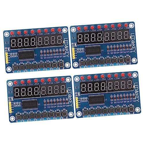 Yardenfun 4 Stück 8 8-Bit-LED-Digitalröhre digital geführt tm1638 digitales Display-Tastenmodul Digitalröhre 8 Tasten für Mikrocontroller Anzeigemodul mit 8 Tasten Anzahl Digitale Röhre PCB von Yardenfun