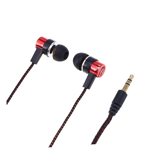 Yardenfun Bass-Kopfhörer Ohrhörer Geflochtenes Kabel Headset In-Ear 3 5 mm Stereo Geräuschunterdrückung Rot von Yardenfun