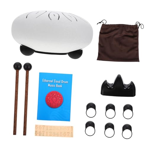 Yardwe 1 Set Ethereal Drum Zungentrommel Kinderinstrumente Musikinstrument Anfänger Erwachsene Spieltrommel Kreatives Instrument Schlaginstrument Taschentrommel Weißer Kohlenstoffstahl von Yardwe