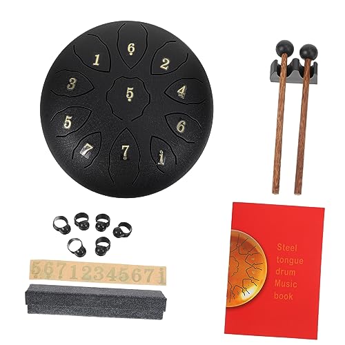 Yardwe 1 Set Steel Tongue Drum Steel Percussion Stilvolle Ätherische Trommelschlägel Finger Tune Drum Musikinstrumente Für Erwachsene Schlagzeug Percussion Drum Handtrommel Schwarzer von Yardwe