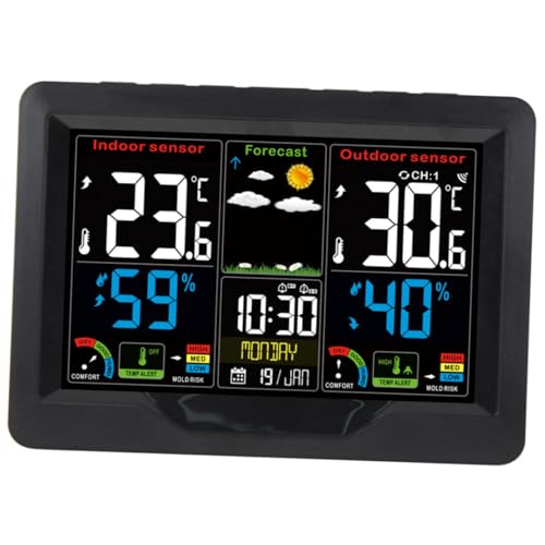 Yardwe 1Satz Wetterstation Mit Farbdisplay Wire Hygrometer Und Alarmfunktion Präzise Temperatur Und Luftfeuchtigkeitsmessung Für Innenräume Für Batterie Yardwe 1Satz Wetterstation Mit Farbdisplay Wire Hygrometer Und Alarmfunktion Präzise Temperatur Und Luftfeuchtigkeitsmessung Für Innenräume Für Batterie von Yardwe