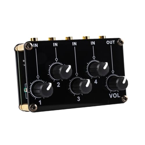 Yardwe 4 Mixer System Stereo Line Mixer Mini Audiomixer Mischpult Audiomixer Live Soundmixer Tragbarer Mixer Stereo Audiomixer Tragbarer Taschen Audiomixer Schwarze Leiterplatte von Yardwe