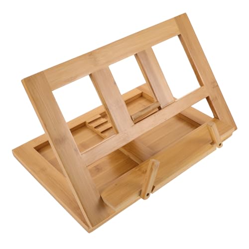 Yardwe Notenständer Bibelhalter Desktop-Musikständer Bibelständer Buchständer zum Lesen Kochbuchhalter Rezeptbuchhalter für die Küche Ständer für Küchentheke Bambus Beige von Yardwe