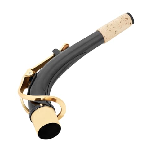 Yardwe Saxophongebläse Sax Hals Saxophon gebogener Hals Teilesatz für Saxophon Saxophonzubehör Saxophon Hals alt mundstück Saxophon-Teile Messing schwarz vernickelt Golden von Yardwe
