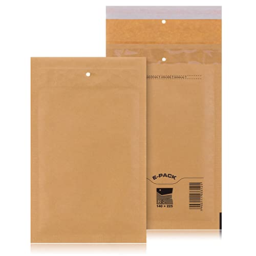 B2 25 St. Luftpolstertaschen Versandtaschen E-PACK B/2 Braun 140×225 Luftpolsterumschlag von Yaro