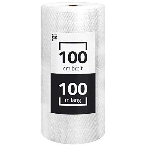 Luftpolsterfolie 100 cm x 100m 1 Rolle Noppenfolie Polsterfolie Blasenfolie Knallfolie - Stärke 50my - Verpackungsfolie von Yaro