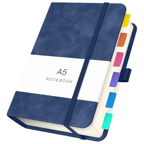 Yarotm Dotted Notizbuch A5-14x21cm Notizbuch Leder PU - 100GSM Gepunktet 5mm Notizblock A5 - Journal Notebook A5 Hardcover 360 Seiten - Notizheft Journal Tagebuch, Dunkelblau von Yarotm