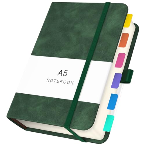 Yarotm Notizblock A5 Liniert - 100GSM Papier Dickes Tagebuch mit 360 Seiten - Notizbuch Liniertes A5 - Dunkel Grün Pu Leder Hardcover Heft a5 - Ruled Notebook A5 von Yarotm