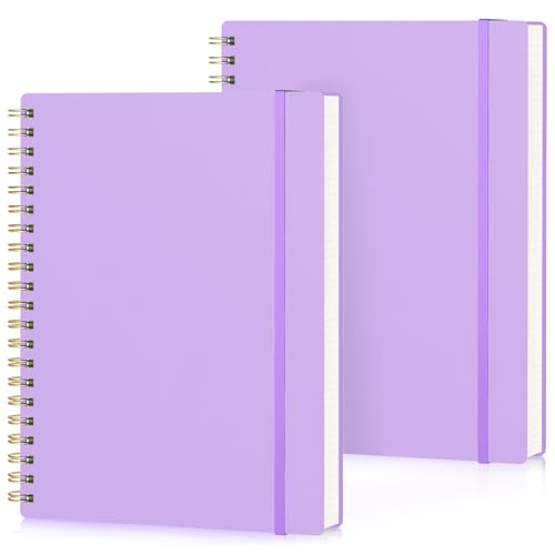 Yarotm Notizbuch A4 Kariert - 2 Stück Notebooks Spiralblock - Notizbücher Notizblock A4 21.2x28cm - 100g/m² Collegeblock Kariert 5mm - Lila Spiralbuch Notizheft 110 Seiten/50 Blatt von Yarotm