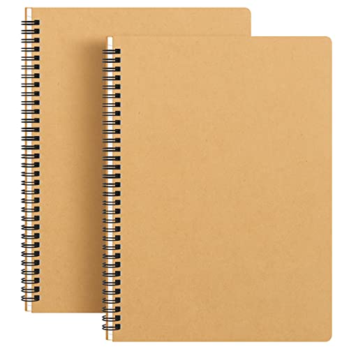 Yarotm Notizbuch A4 Kariert - 2er Pack 100GSM Creme Papier Notizblock Spiralbindung Notebook - Ringbuch Kariertes A4 Notizheft Spiral Journal - Spiralblock a4 Kariert von Yarotm