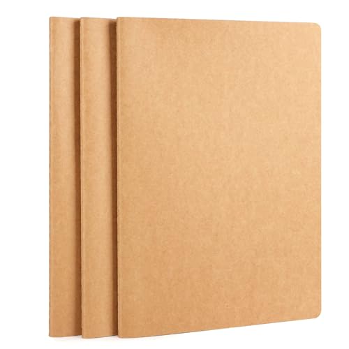 Yarotm Notizbuch A4 Kariert - 3 Stück Tagebuch Notizbücher 80 Seiten - 100g/m² Collegeblock A4 Kariert 5x5mm - 21x29.2cm Braun Notizblock A4 - Kraft Notebook Schule Reisetagebuch von Yarotm