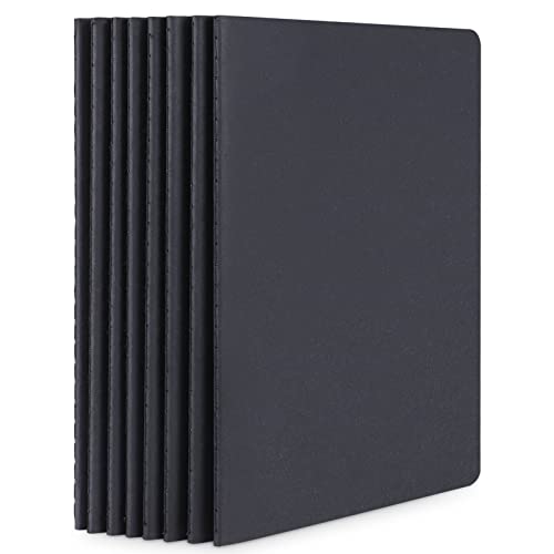 Yarotm Notizbuch A5 Liniert - 8 Stück 100gsm Notizblock a5 Softcover Schwarz - 14x21cm Notizheft Liniertes 60 Seiten /30 Blatt - a5 Notizbuch von Yarotm