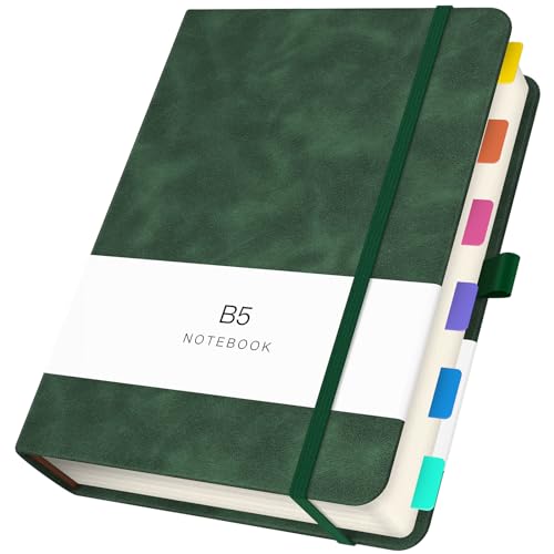 Yarotm Notizbuch B5 Kariert - Notizblock b5 Dunkel Grün Pu Leder Hardcover Tagebuch Journal - 360 Seiten 100gsm Kariertes 5mm Papier Notizheft b5 - Notebook b5 Grid von Yarotm