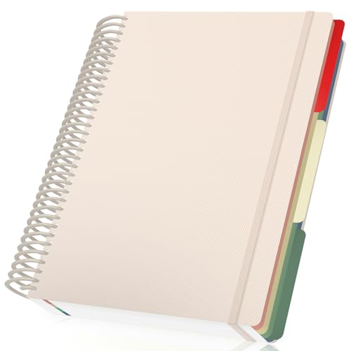 Yarotm Spiralblock A4 Kariert - Spiralbindung Notizbuch Journal Notebook - 23.5x29.8cm Kariert 5mm Spiralblock - Abreißbar A4 Tagebuch 240 Seiten/120 Blatt Notizblock Organizer, Beige von Yarotm