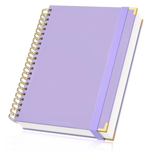 Yarotm Spiralblock A4 Liniert - Lila Notizbuch Leder PU - 21.6x29.2cm Notebook A4 Spiralbindung - 100g/m² Notizbuch Liniert - 160 Blatt/320 Seiten Notizblock - Hardcover Reisetagebuch Memo von Yarotm
