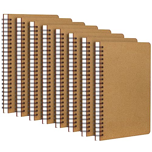 Yarotm Spiralblock A5 Blanko - 8er Pack Notebook a5 Blank Bulk - Notizblock Leer Papier 100g/m² Spiralbindung Kraft Hardcover - Notizbuch A5 Ringbuch Blanko von Yarotm