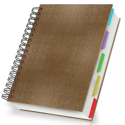 Yarotm Spiralblock A5 Liniert mit Trennblättern - 14x21cm Notizbuch Tagebuch - 100GSM 7mm Liniert Notizblock A5-120 Blatt Braun Notizheft Spiralbindung - Notebook A5 Hardcover Collegeblock Diaries von Yarotm