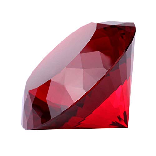Rot kristall Glas Diamant Geformt Dekoration, Big Ruby 80 mm Juwel Briefbeschwerer von Yarr Store